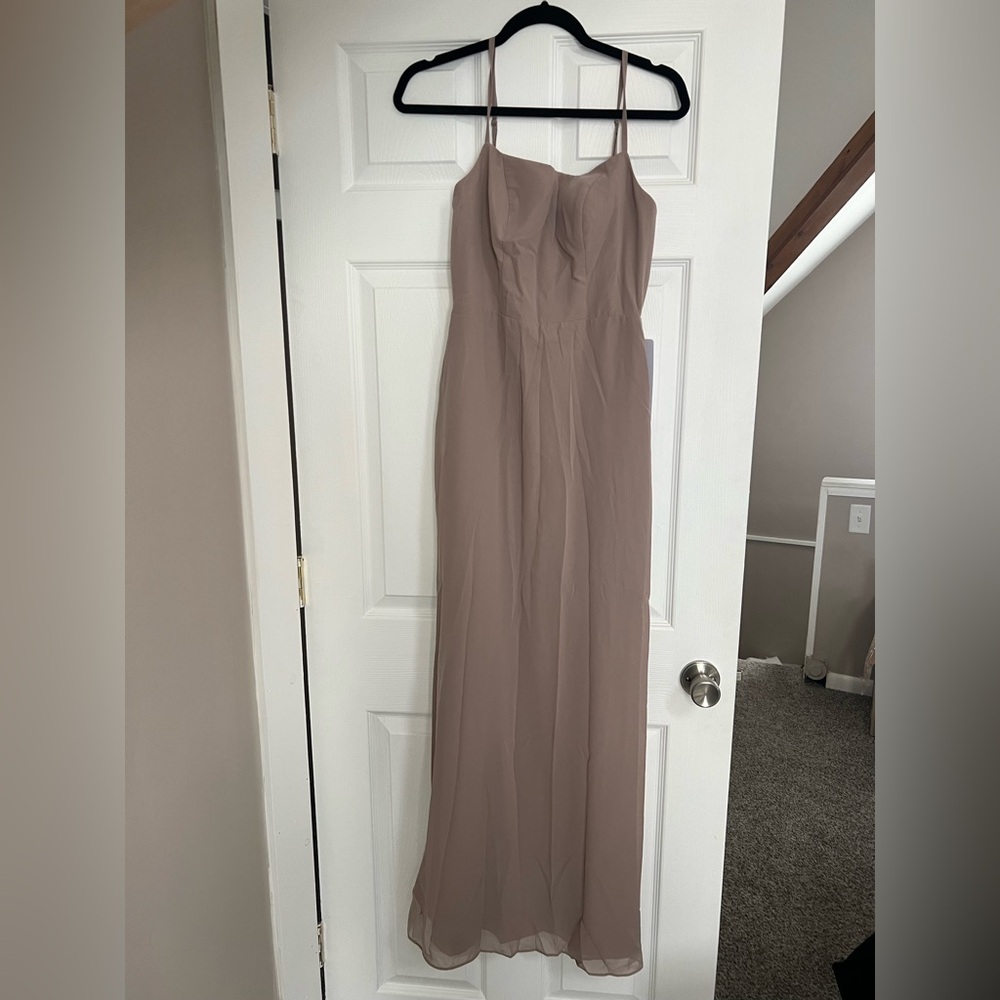 Azazie Mauve Maxi Dress with Spaghetti Straps